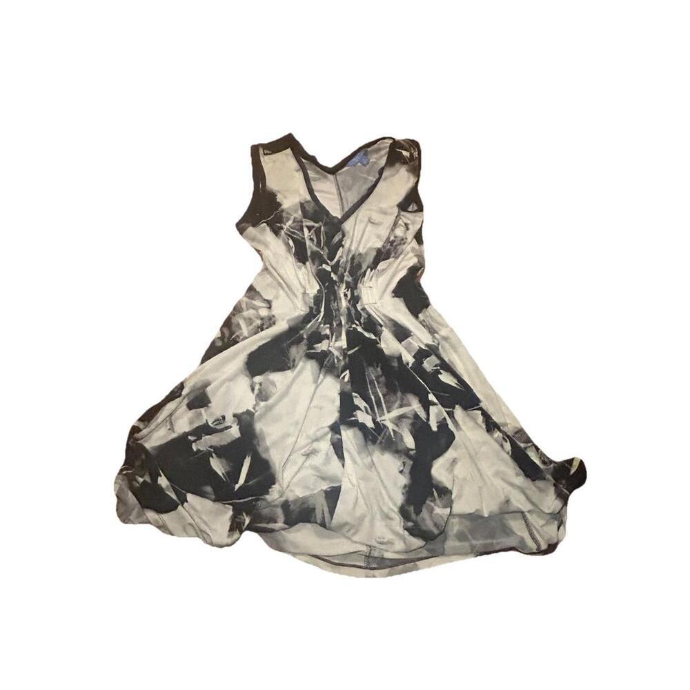 SMALL Simply Vera Wang Misses Gathered Waist Dress White Black Gray Sleeveless​